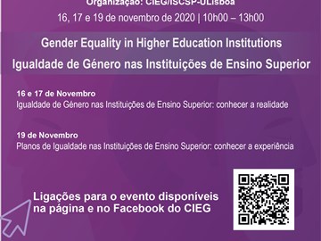 Webinar: GE-HEI – Igualdade de Género nas Instituições de Ensino Superior